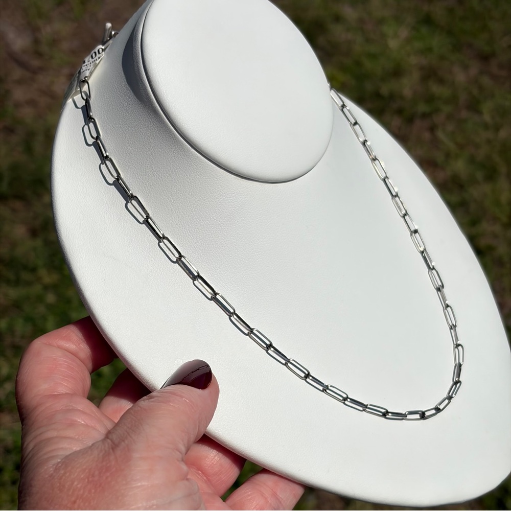Sally Shurley Native American Made Sterling Silver Paper Clip Chain